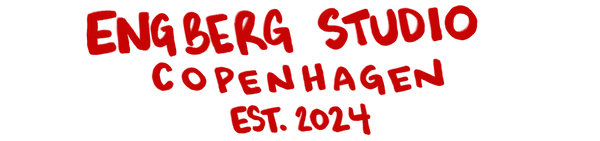 Red text 'ENG BERG STUDIO COPENHAGEN EST. 2024' on a white background