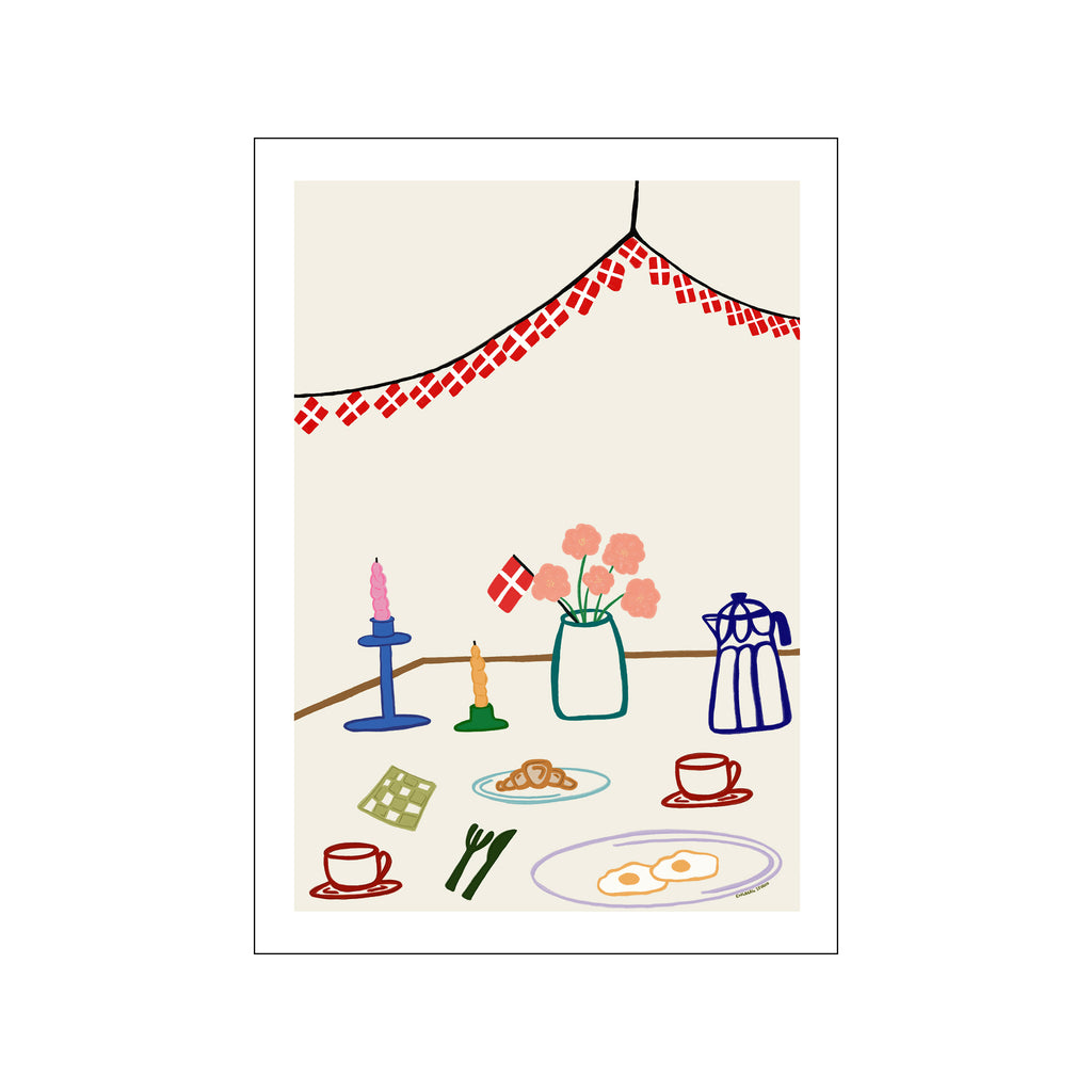 Breakfast table for a birthday celebration in denmark