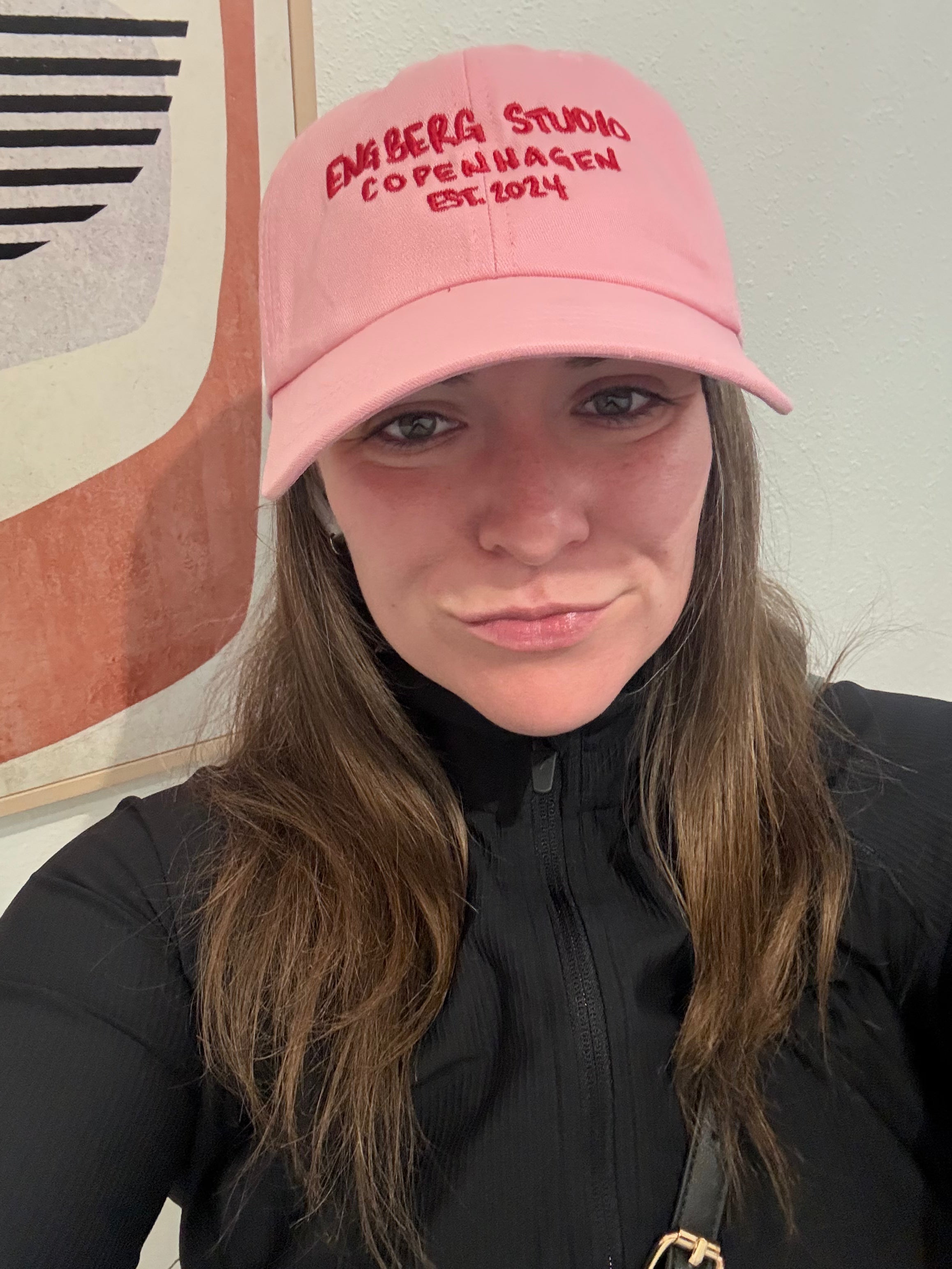 Dad Hat - Pink with Red Logo