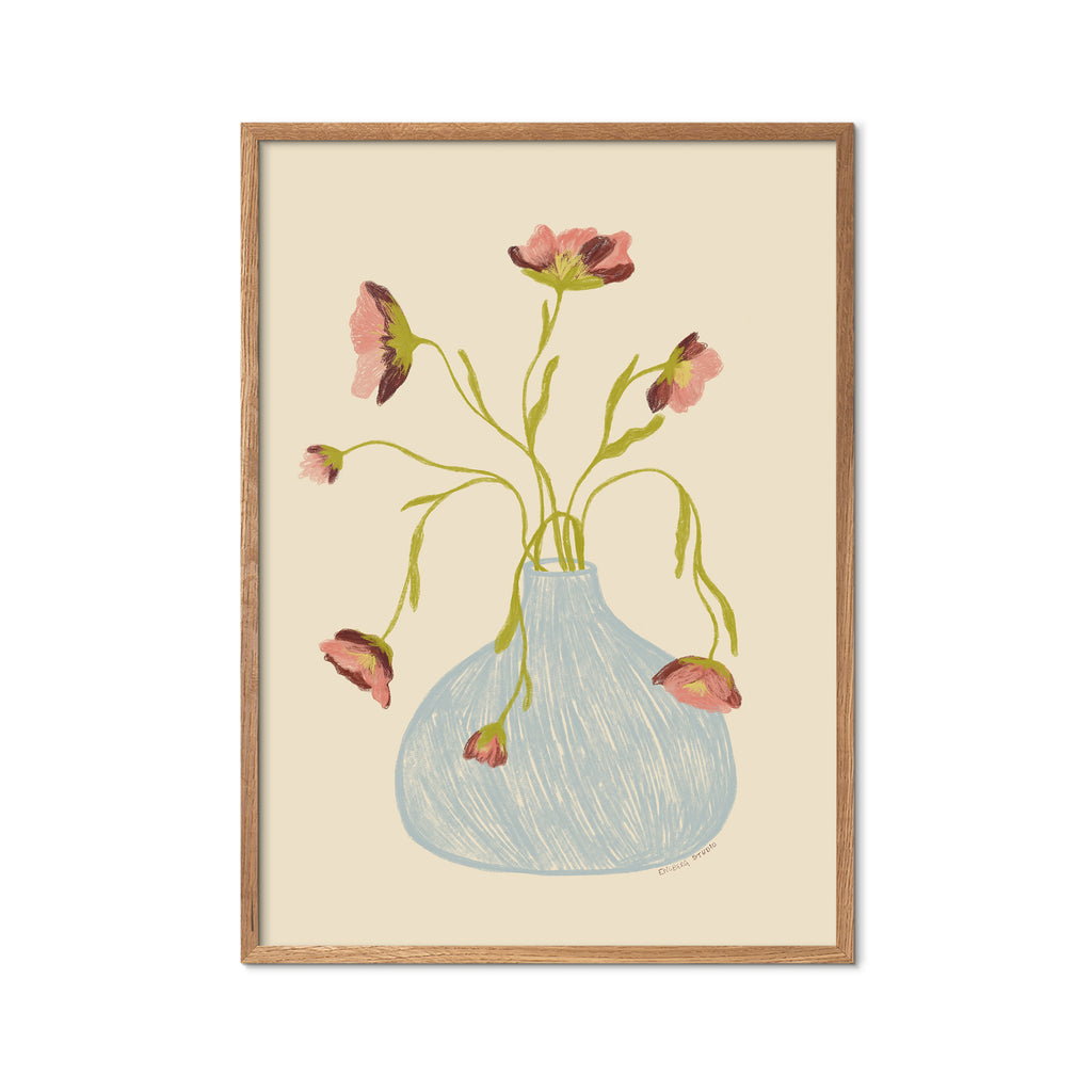 Peonies in a Blue Vase