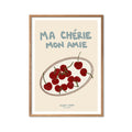 Featuring the French words “Ma Chérie, Mon Amie” in soft blue against a cream background